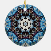 K186 Fancy blauw octagon Keramisch Ornament (Achterkant)