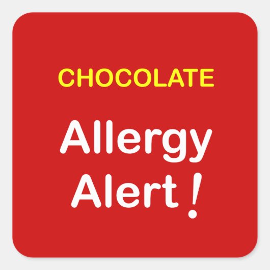 k1 - Allergie Alert - CHOCOLADE. Vierkante Sticker (Voorkant)