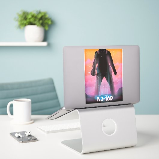 K2-18b exoplaneet ruimte kunst sticker (Laptop op bureau)