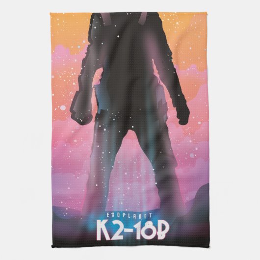 K2-18b exoplaneet ruimte kunst theedoek (Verticaal)