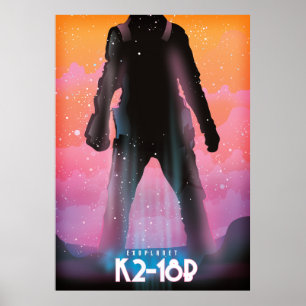 K2-18b exoplanet space art. poster