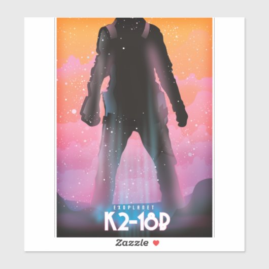 K2-18b exoplanet space art. sticker (Vel)
