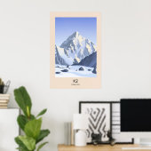 K2 Berg Pakistan Reisposter Poster (Thuiskantoor)