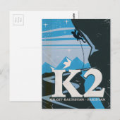 K2 bergbeklimming reisposter briefkaart (Voorkant / Achterkant)