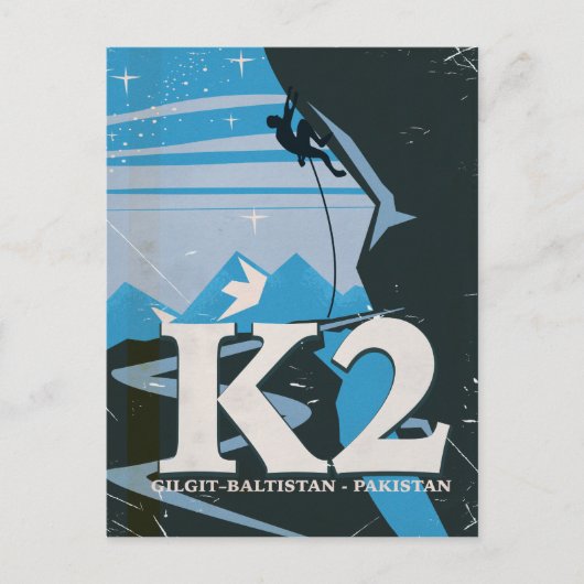 K2 bergbeklimming reisposter briefkaart (Voorkant)