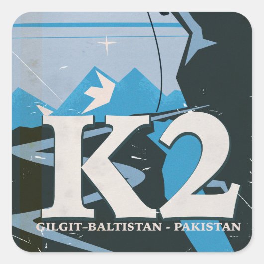 K2 Bergbeklimming reisposter Vierkante Sticker (Voorkant)