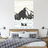 K2 Bergtrevelposter Canvas Afdruk (Insitu (Slaapkamer))