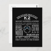 K2, informatie over de opruiing van de bergen briefkaart (Voorkant / Achterkant)