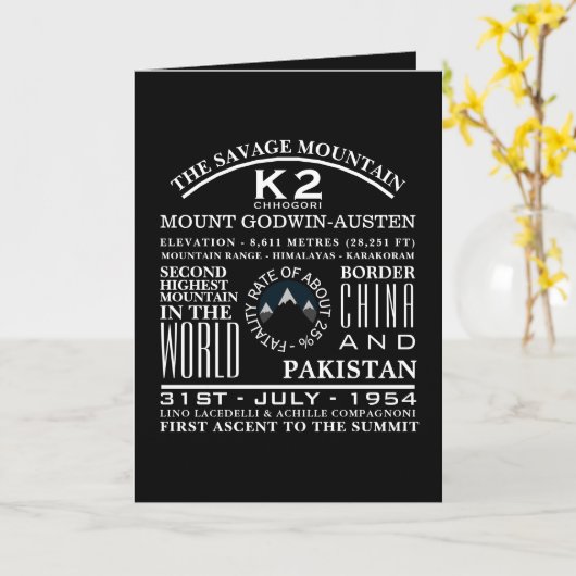 K2, informatie over de opruiing van de bergen kaart (Gele Bloem)