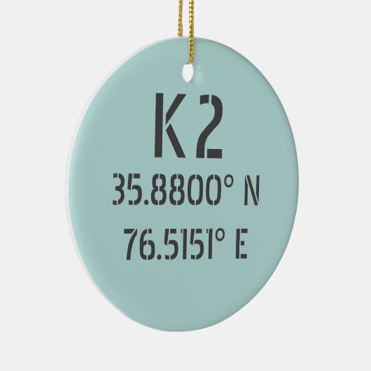 K2 Latitude en lengte Keramisch Ornament (Rechts)