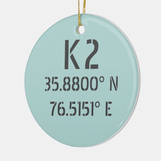 K2 Latitude en lengte Keramisch Ornament (Links)