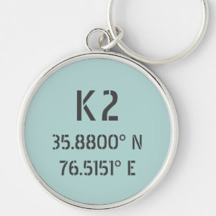 K2 Latitude en lengte Sleutelhanger