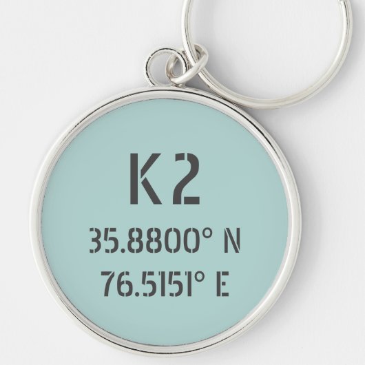 K2 Latitude en lengte Sleutelhanger (Voorkant)