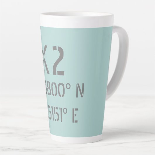 K2 Latitude en lengtegraad Latte Mok (Rechterhoek)