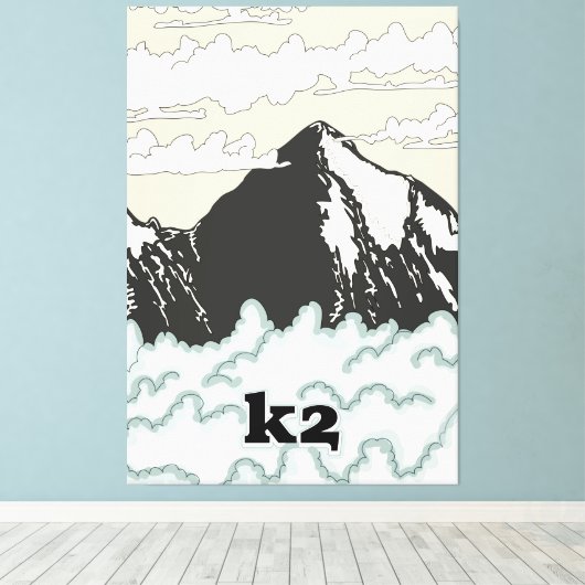 K2 Mountain Reisposter Canvas Afdruk (Insitu (Houten vloer))