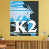 K2-reisposter voor bergbeklimmen canvas afdruk (Insitu (Woonkamer))