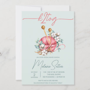 k2tog, Blauw en Roze Katoenen Breien Vrijgezellenf Kaart