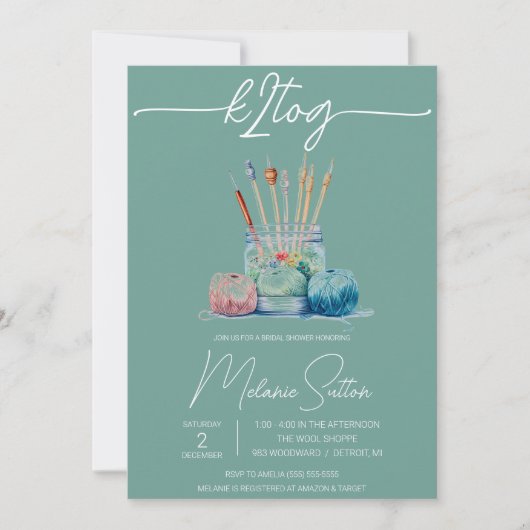 k2tog, Breien, Potje van garen Vrijgezellenfeest Kaart (Voorkant)