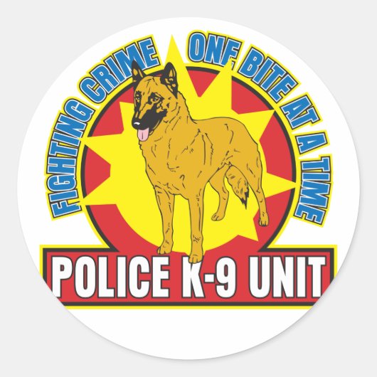 K9 Belgisch Malinois Bite Ronde Sticker (Voorkant)