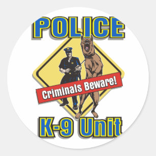 K9 Criminelen Pas op Ronde Sticker