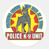 K9 Doberman Bite Ronde Sticker (Voorkant)