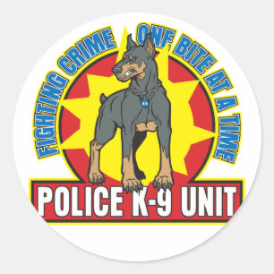 K9 Doberman Bite Ronde Sticker