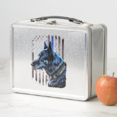 K9 Duitse politie van Shepherd doet dug in blauwe  (In situ)