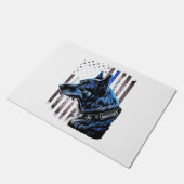 K9 Duitse politie van Shepherd doet dug in blauwe  Deurmat (Schuin)