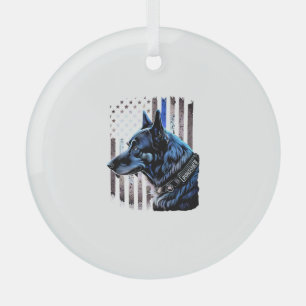 K9 Duitse politie van Shepherd doet dug in blauwe  Glas Ornament