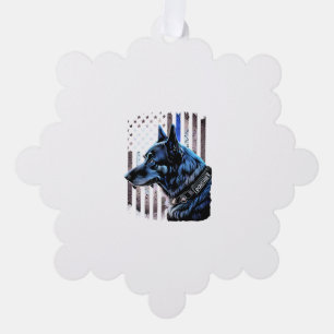 K9 Duitse politie van Shepherd doet dug in blauwe  Ornament Kaart