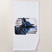 K9 Duitse politie van Shepherd doet dug in blauwe Strandlaken (Voorkant)