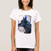 K9 Duitse politie van Shepherd doet dug in blauwe  T-shirt (Voorkant)