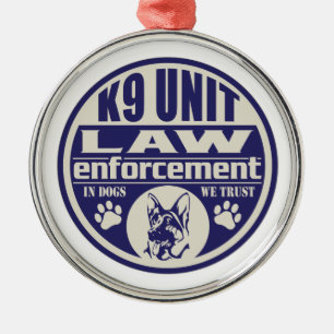 K9 eenheid in honden We vertrouwen op blauw Metalen Ornament