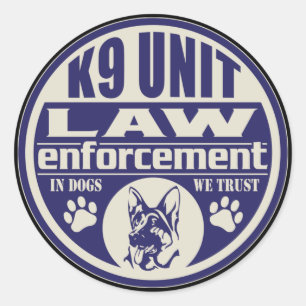 K9 eenheid in honden We vertrouwen op blauw Ronde Sticker
