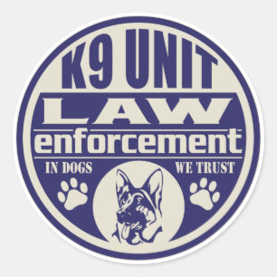 K9 eenheid in honden We vertrouwen op blauw Ronde Sticker