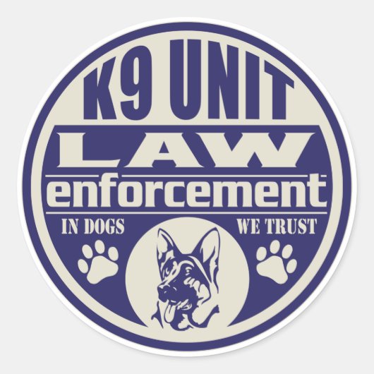 K9 eenheid in honden We vertrouwen op blauw Ronde Sticker (Voorkant)