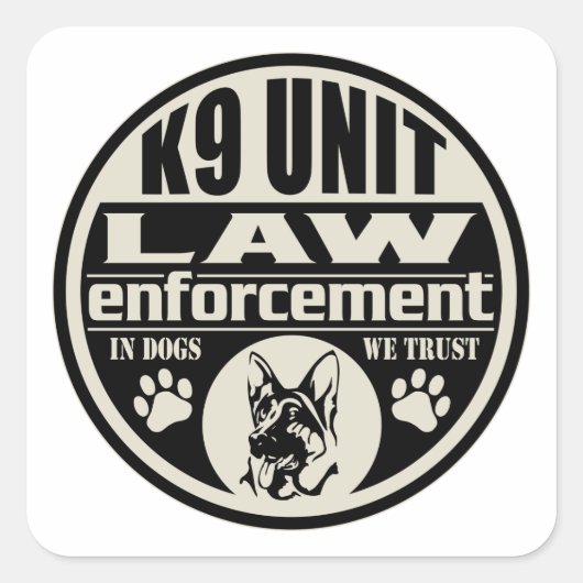 K9 Eenheid in honden We vertrouwen Vierkante Sticker (Voorkant)