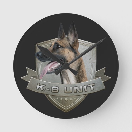 K9 Eenheid - Malinois - Belgisch herder Ronde Klok (Voorkant)