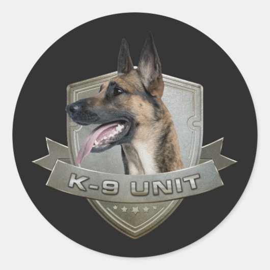 K9 Eenheid - Malinois - Belgisch herder Ronde Sticker (Voorkant)