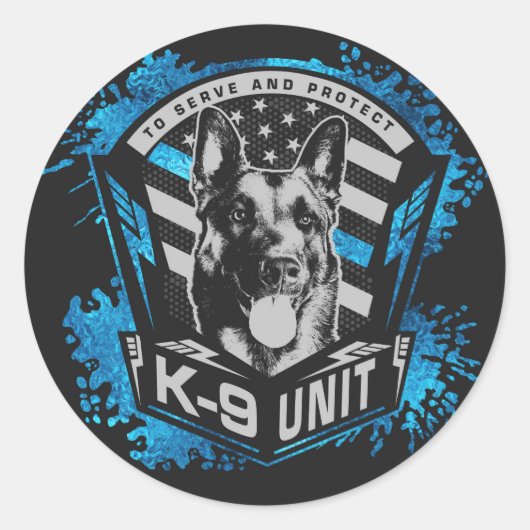 K9 Eenheid - Malinois - Belgisch herder Ronde Sticker (Voorkant)
