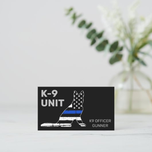K9 Eenheid Rechtshandhaving Dunne Blauwe Lijn Poli Visitekaartje (Staand voorkant)