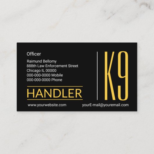 K9 Handler Visitekaartje (Achterkant)