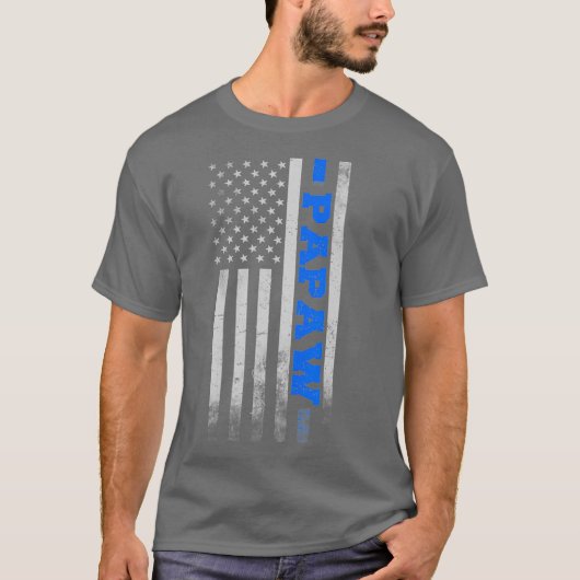 K9 Officer Design Papaw US American Flag Gift T-shirt (Voorkant)