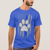 K9 Paw Thin Blue Line Vlag T-shirt (Voorkant)