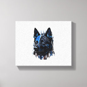 K9 Politie Dog Duits Sherman American Flag Policem Canvas Afdruk