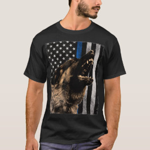 K9 Politie Dog Handler Blue Line German Sheperd T-shirt