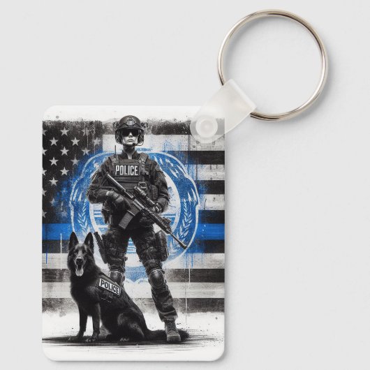 K9 Politie-eenheid Sleutelhanger (Achterkant)