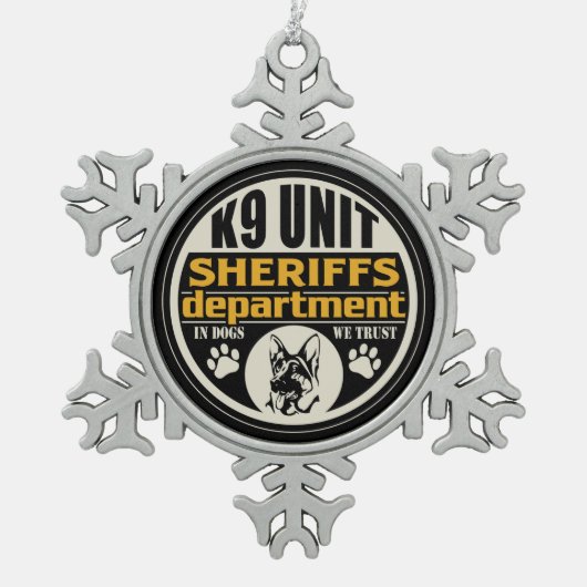 K9 Sheriff's Department Tin Sneeuwvlok Ornament (Voorkant)