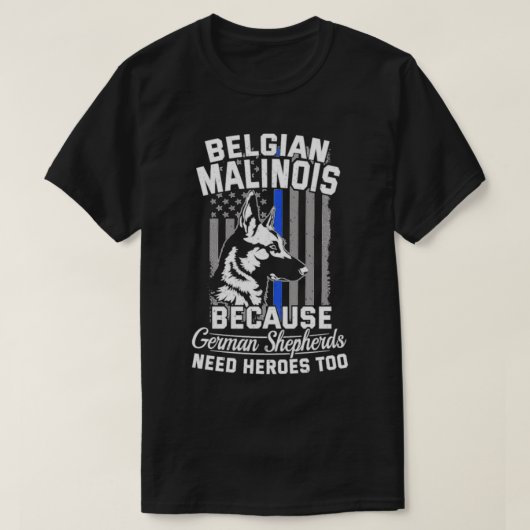 K9 Thin Blue Line Flag Police Dog Malinois T-shirt (Design voorkant)