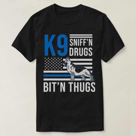 K9 Thin Blue Line German Shepherd Police Dog US Fl T-shirt (Design voorkant)